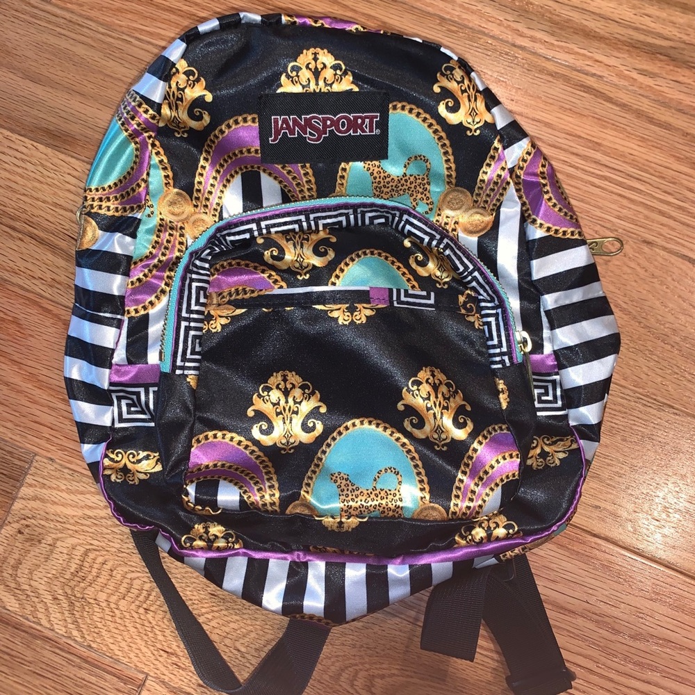 Jansport pattern satin backpack 10”w x 11”h